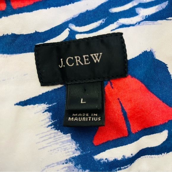J. Crew Sailboat Cotton Button Up Short Sleeve Shirt Size M - Picture 5 of 7